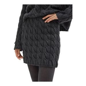 Theory Cable Knit Felted Wool-Cashmere mini skirt gray size Medium M